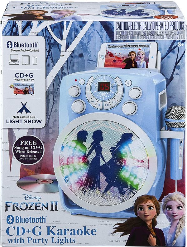 Frozen 2 Bluetooth CDG Karaoke Machine with LED Disco Party Lights, Built in Microphone for Kids, Portable Bluetooth Speaker, Avc, CDG Disks, Compatible with mobiles, tablets & TV - Image 5