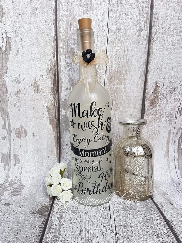 Personalised Light Up Bottle, Special Birthday 18th, 21st, 30th, 40th, 50th, 60th Special Occasion, frosted bottle - Image 4