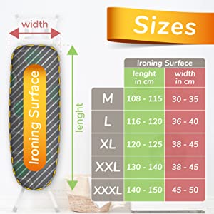 ironing surface size