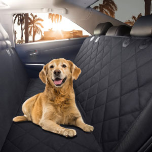 This dog car seat cover for back seat can buckle up to each headrest, adjustable and effortless