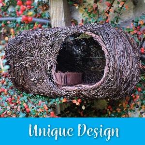 Unique Design - natural materials, lightweight and can be wired into a hedge or ivy, or hung on wall