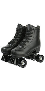 Black PU leather roller skates