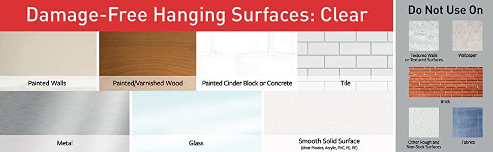 damage-free hanging surfaces clear