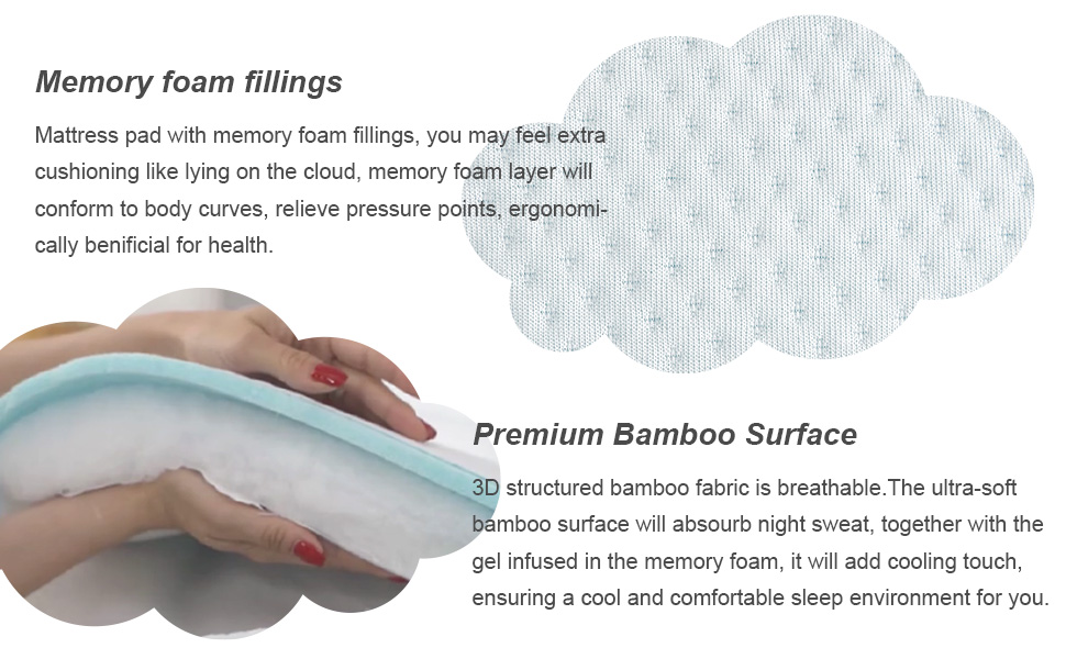 bamboo surface and memory foam fillings