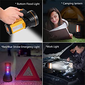 led torch super bright rechargeable flashlight spotlight searchlight handheld