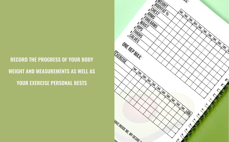 RECORD PROGRESS BODYWEIGHT MEASUREMENTS PERSONAL BEST EXERCISE ONE REP MAX NEW GOALS ACHIEVEMENTS