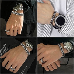 mens bracelets silver mens silver bracelets silver bracelet for men Cuban Silver Bracelet silver