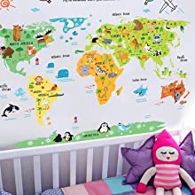 world map wall sticker