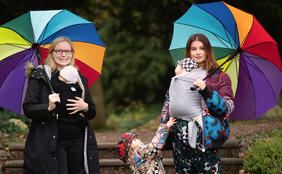 black or grey baby wrap sling carrier