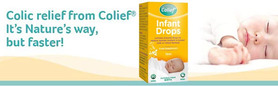 Colief Infant Drops Lactase Enzyme Drops. Reduce Lactose Content in Breast Milk or Infant Formula