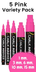 5 Pink Variety Chalk Markers