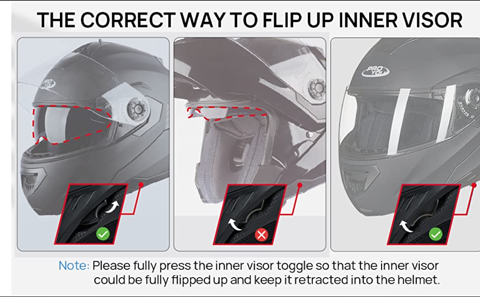 The Correct way to flip up inner visor 