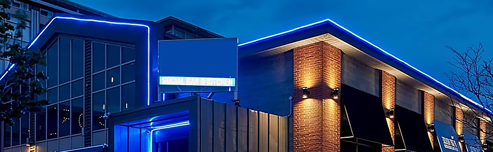 LED Blue strip lights for outdoor building