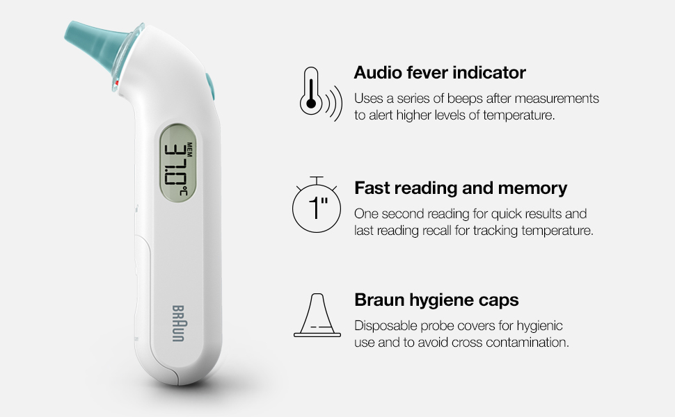 Braun; ThermoScan; Ear thermometer; audio fever indicator; fever; hygienic; clinically accurate;