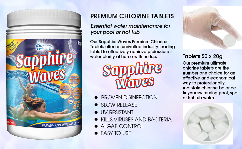 Sapphire Waves premium chlorine tablets