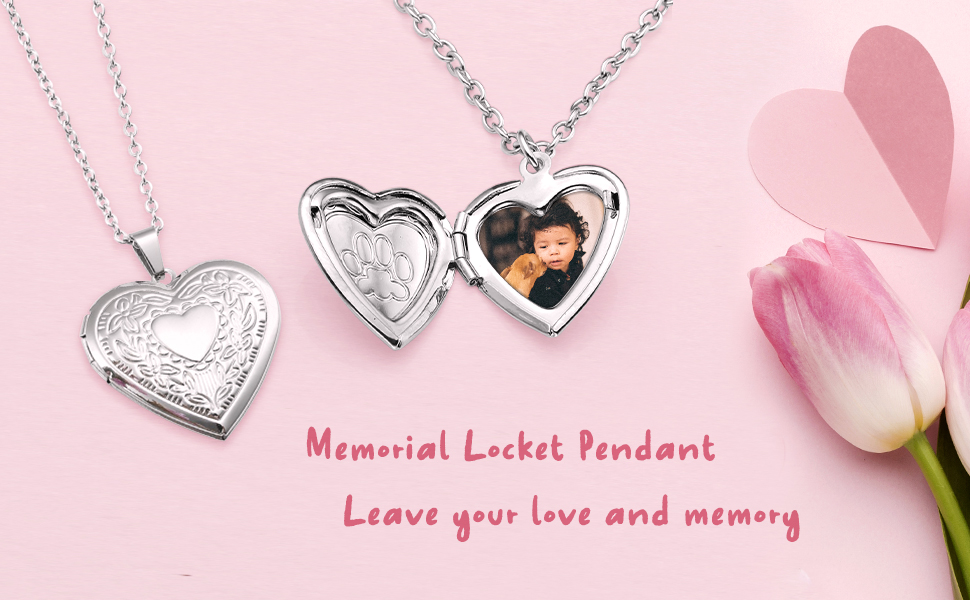 heart photo locket necklace