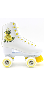 Kingdom gb peony flower roller skates womens rollerboots yellow