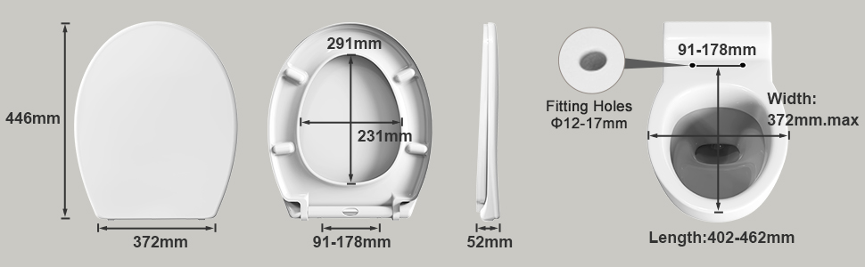 toilet seat size