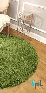 Circular Circle Shaggy Rugs Non Slip Washable Floor Large Round Mats(Green, 120cm)