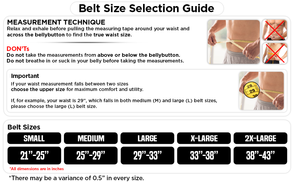 Belt Size chart