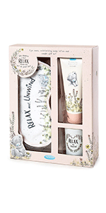 Relax & Unwind Gift Set Includes Sleep Eye Mask, Scented Body Lotion & Scented Candle