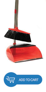 Roll over image to zoom in Long Handled Dustpan and Brush Red