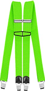 menDecalen Mens Braces with Strong Clips Heavy Duty Big and Tall Suspenders Green