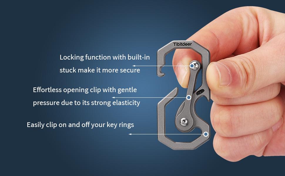 Tibitdeer Titanium Keychain Utility Keyring Carabiner Clip Quick-Release Multi-Tool Key Holder 