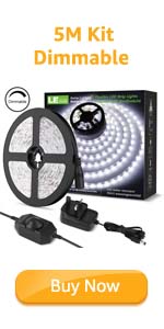 LE 5M Daylight White LED Strip with Power and Dimmer Switch