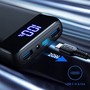 INIU 20000mAh Power Bank LED Display