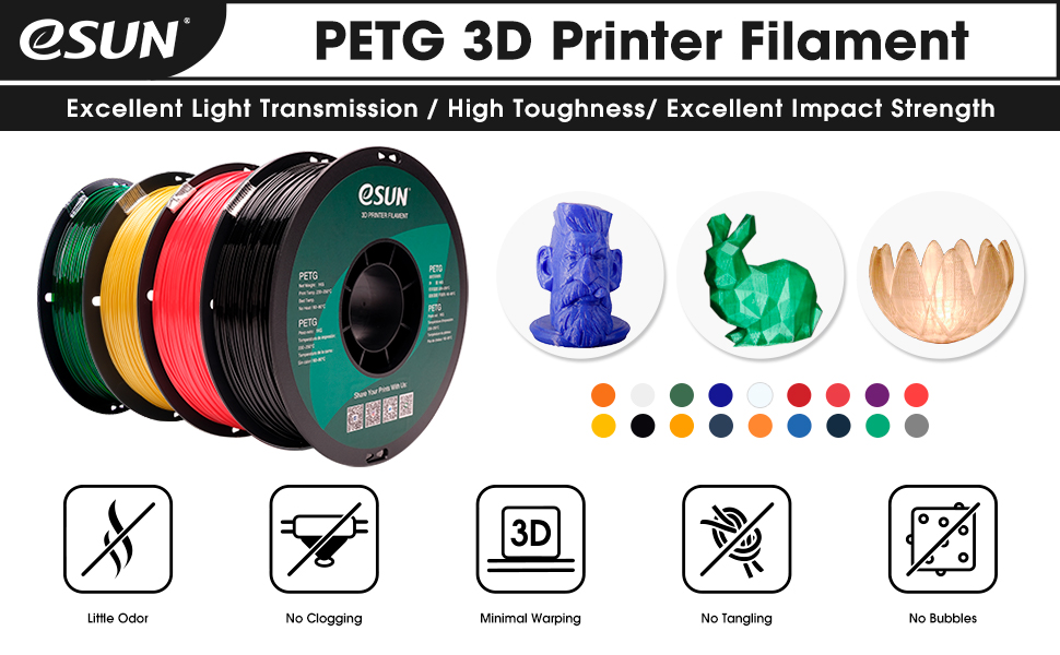 eSUN PETG Filament 1.75mm 3D Printer Filament PETG 1KG Spool 3D Printing Filament