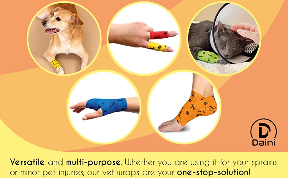 Vet Wrap for Pets with Breathable and Stretchable Fabric for Wrist, Ankle Sprains & Swelling