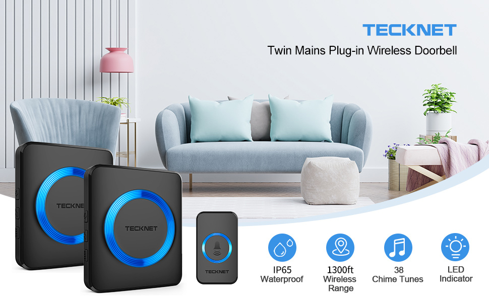 twin mains plug-in wireless doorbell