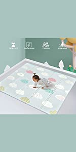 Uanlauo Baby Playmat,Crawling Mat for baby, Floor baby mat large baby playmat Play Mat for toddlers