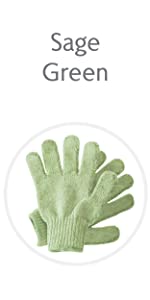 Temple Spring Sage Green Exfoliating Gloves