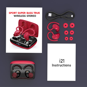 What You Get? Sport Headphones, USB-C Charging Cable, Earbuds Caps User Manual, Charging Case