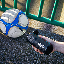 RTC2000 Cordless and Rechargeable Tyre Inflator inflating football