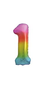 Rainbow 34&#34; Foil Number Balloon 1