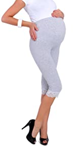 3/4 maternity leggings with lace trim