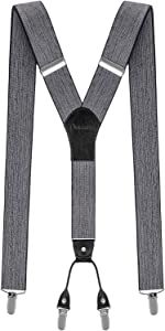 menDecalen Mens Braces with Strong Clips Heavy Duty Big and Tall Suspenders Black