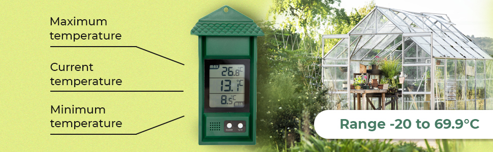 Garden home office Thermometer LCD screen monitor temperature digital max/min wall mounted