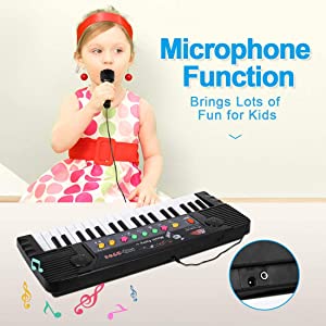 Kids piano comes with a mini microphone