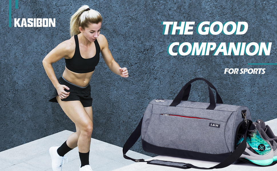 kasibon Sports Gym Bag with Shoes Compartment and Wet Pocket, Travel Duffle Bag for Men and Women