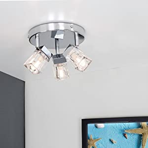 Modern Chrome Ice Cube 3 Way IP44 Rated Bathroom Ceiling Light Spotlight