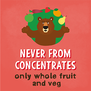 Never from concentrates, only whole fruit and veg