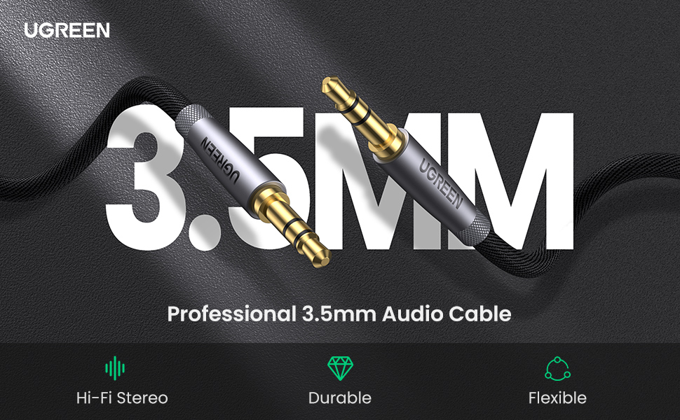 3.5mm jack to jack stereo audio cable braided