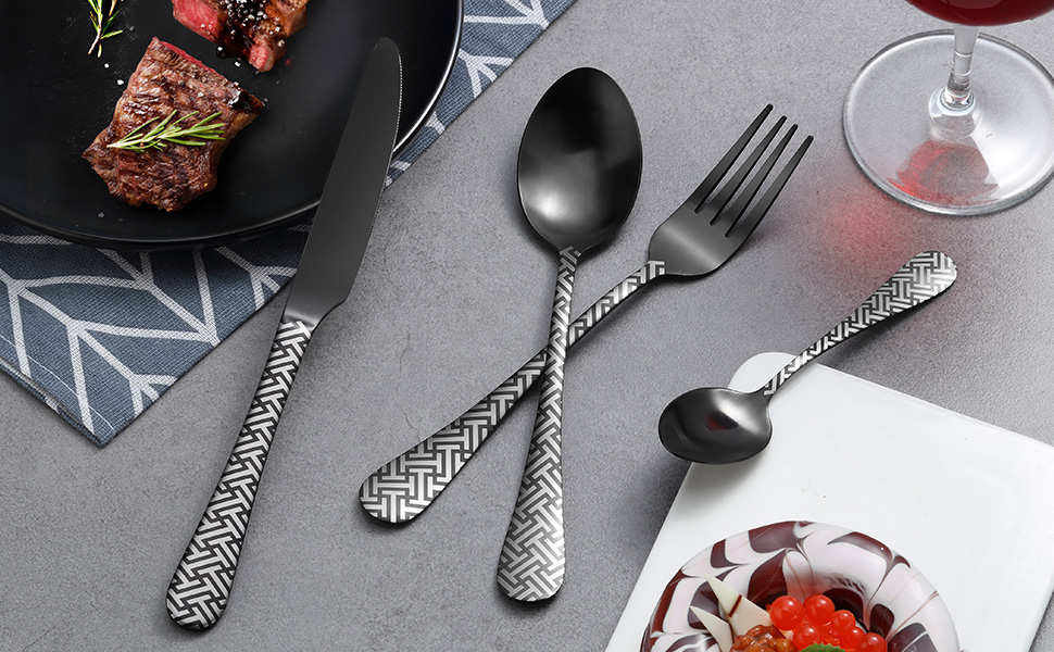 cutlery set with unique laser pattern