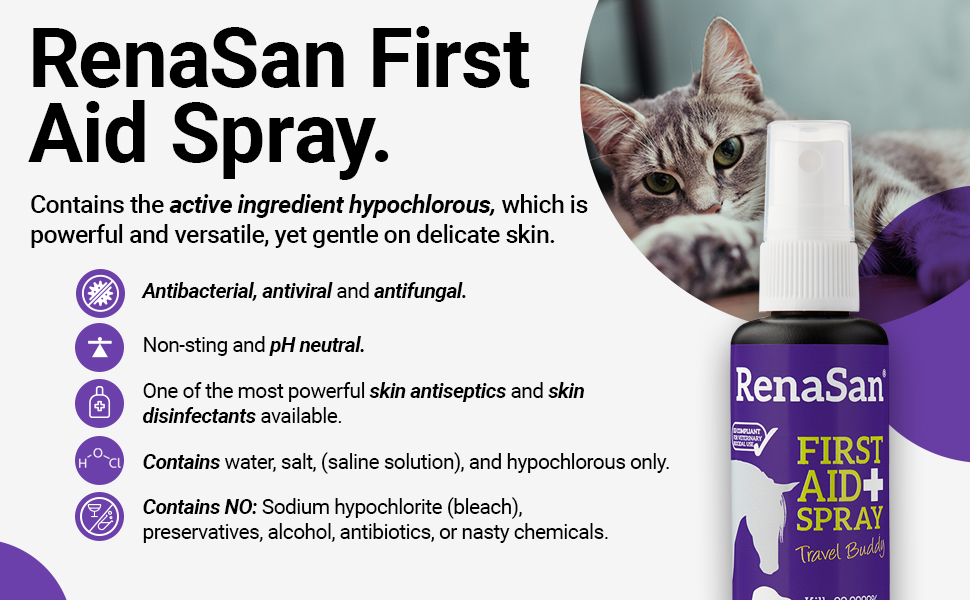 RenaSan First Aid Spray - powerful yet gentle on delicate skin. Antibacterial, antiviral, antifungal