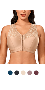 Front Closure Wireless Racerback Bra