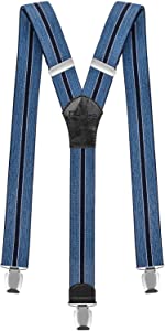 menDecalen Mens Braces with Strong Clips Heavy Duty Big and Tall Suspenders Blue